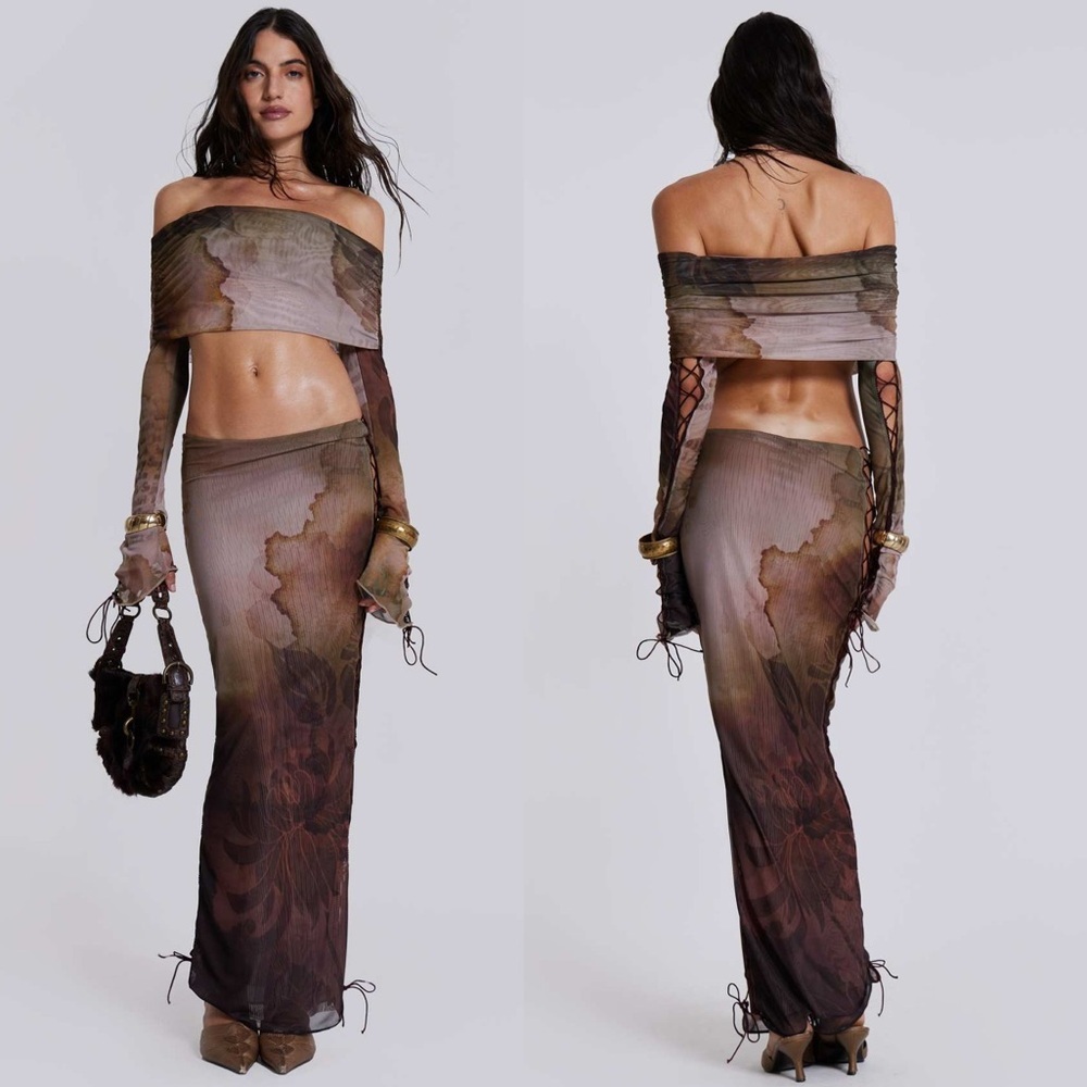 Jaded London Valerie Maxi Skirt & Lace Up Top Set